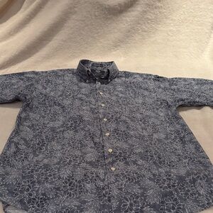 Men's Blue Floral Casual Button Down Shirt